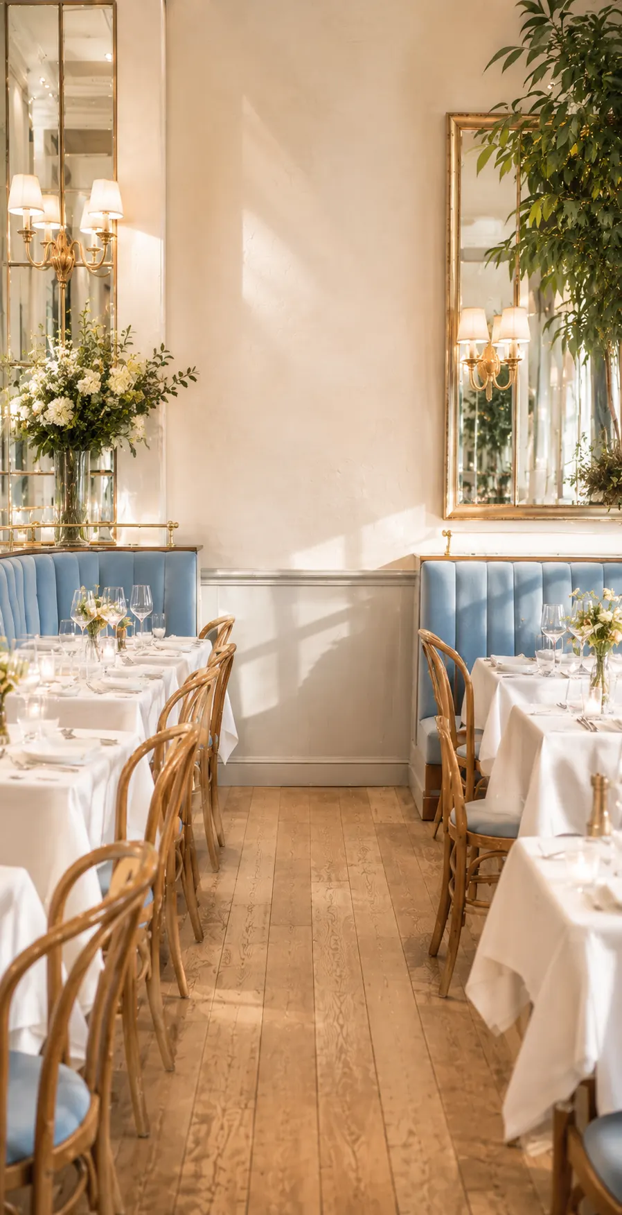 Salle feutrée de Chez Margot dressée pour le dîner aux chandelles