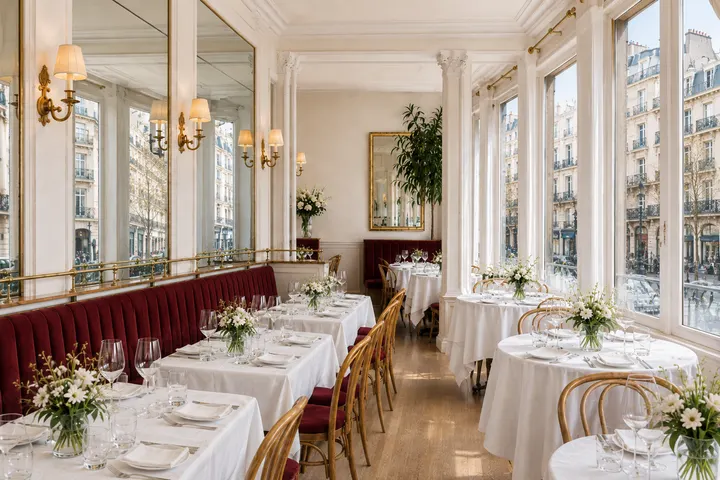 Salle du bistrot à la lueur des bougies